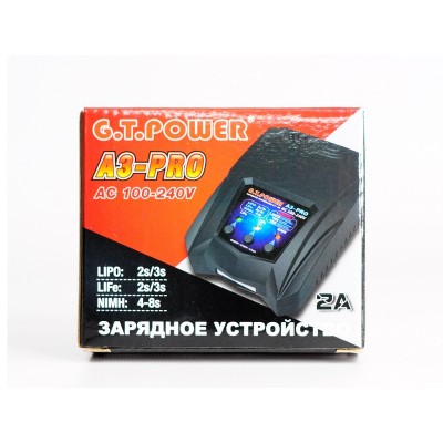 Универсальное З/У G.T.Power A3PRO-V1 LiPo/NiMh (220В/2A/2-3S) T-plug/TRX/Tamiya/Mini Tamiya/XT60