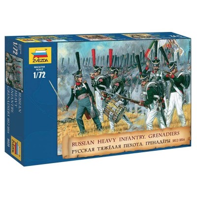 Сборные солдатики ZVEZDA Русская тяжёлая пехота Гренадёры 1812-1814 гг., 1/72