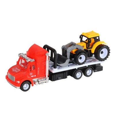 Машина AUTODRIVE Автовоз инерционная красная с трактором, в/п 28,4*7,5*22,5см, , Машина AUTODRIVE Автовоз инерционная красная с трактором, в/п 28,4*7,5*22,5см, ,