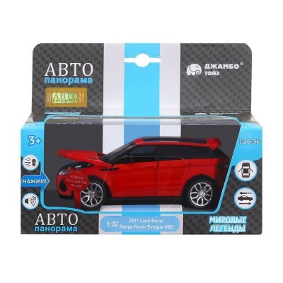 Машина "АВТОПАНОРАМА" Land Rover Range Rover Evoque HSE, красный, 1/32, в/к 17,5*12,5*6,5 см