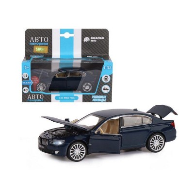 Машина "АВТОПАНОРАМА" BMW 760LI, синий, 1/34, свет, звук, инерция, в/к 17,5*13,5*9 см