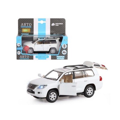 Машина "АВТОПАНОРАМА" Lexus LX570, белый, 1/32, свет, звук, инерция, в/к 17,5*13,5*9 см