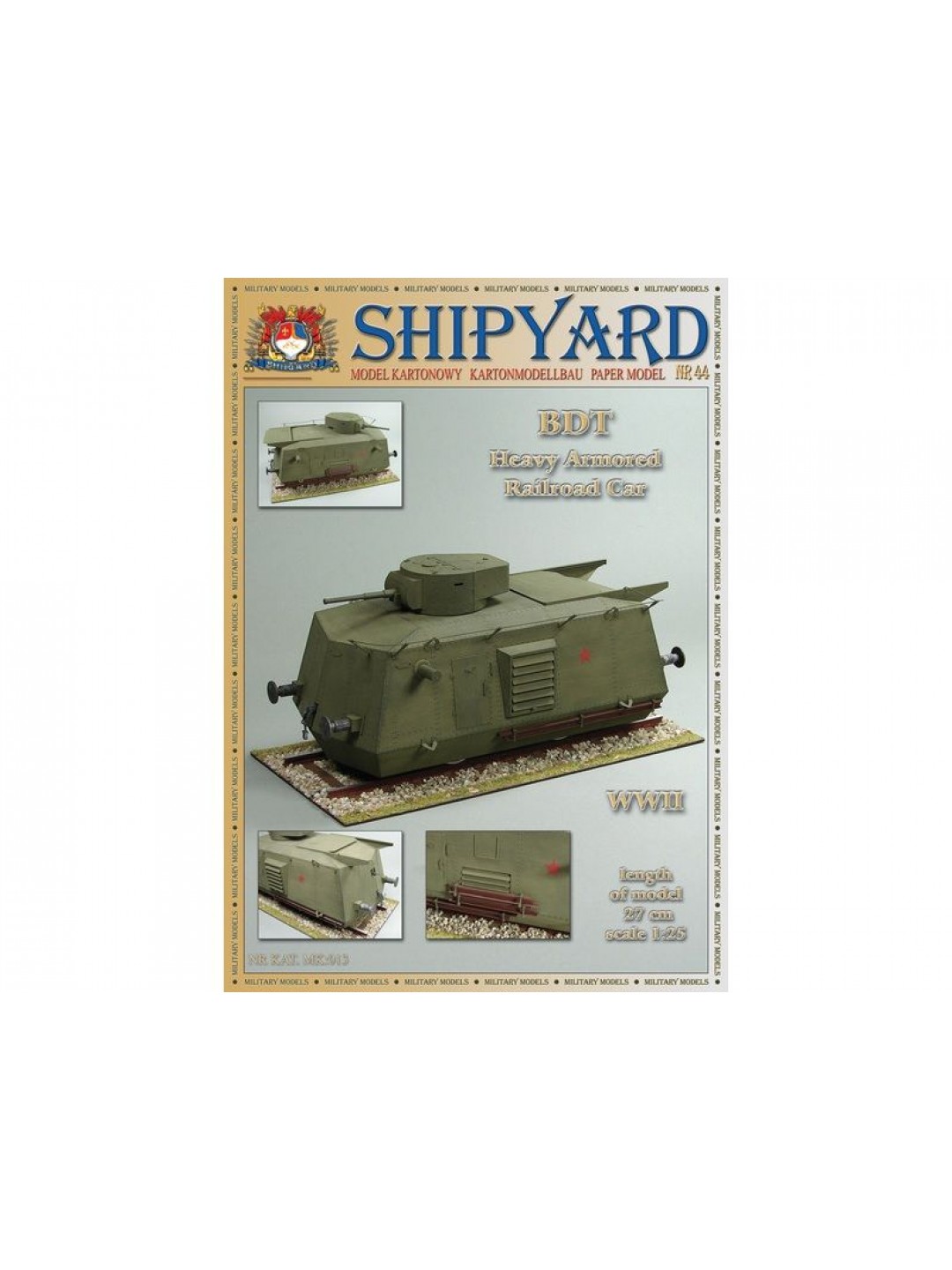Сборная картонная модель Shipyard тяжелая бронедрезина BDT (№44), 1/25