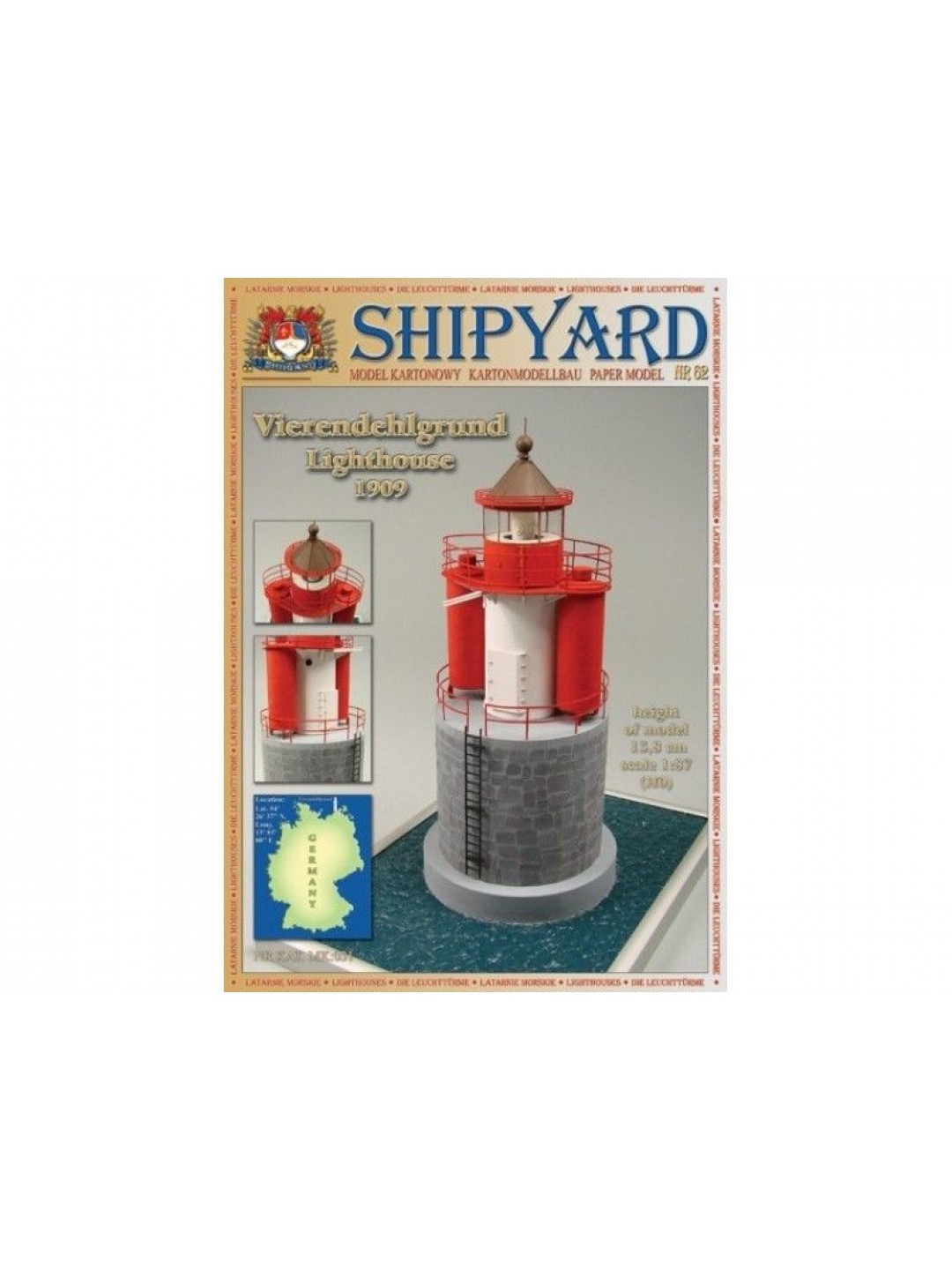 Сборная картонная модель Shipyard маяк Vierendehlgrund Lighthouse (№62), 1/87