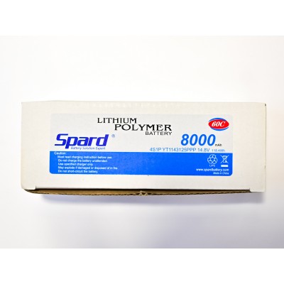 Аккумулятор Li-Po Spard 8000mAh, 14.8V, 50C,  XT60,  Hardcase для автомоделей 1/10, 1/8