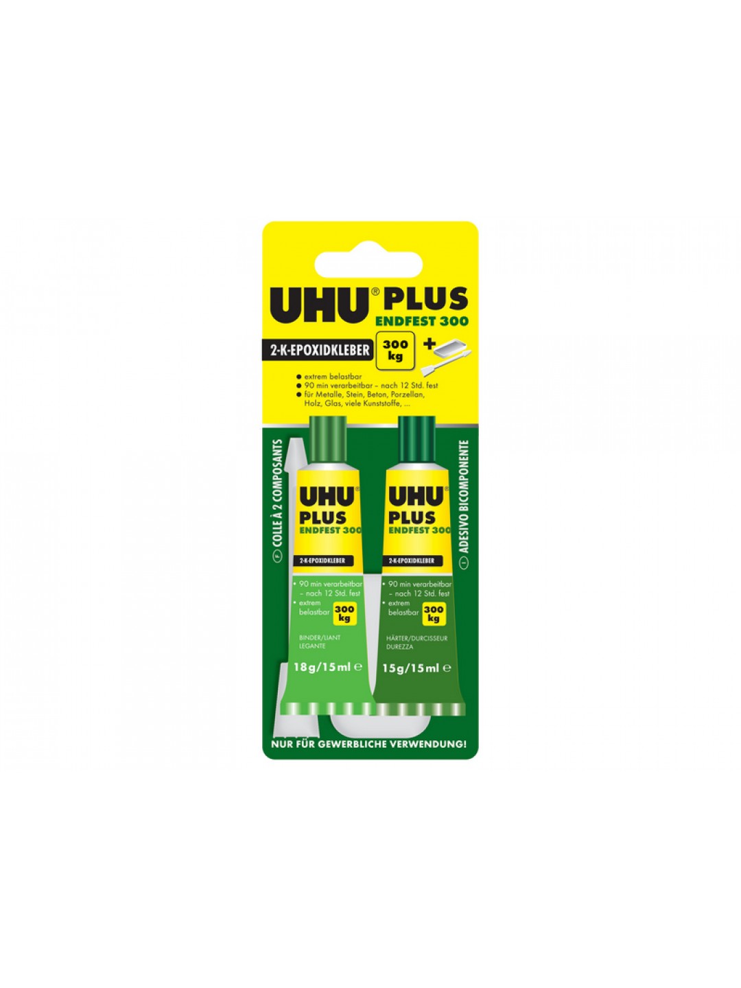 Клей универсальный эпоксидный двухкомпонентный UHU Plus endfest 300, 2х15 мл, блистер