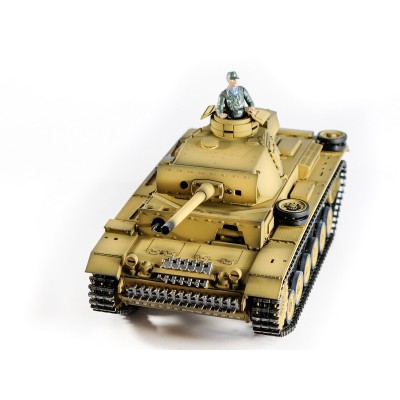 Р/У танк Taigen 1/16 Panzerkampfwagen III (Германия) дым, свет (для ИК боя) V3 2.4G RTR пустыня