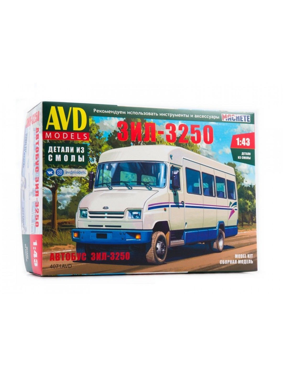 Сборная модель AVD Автобус ЗИЛ-3250, 1/43