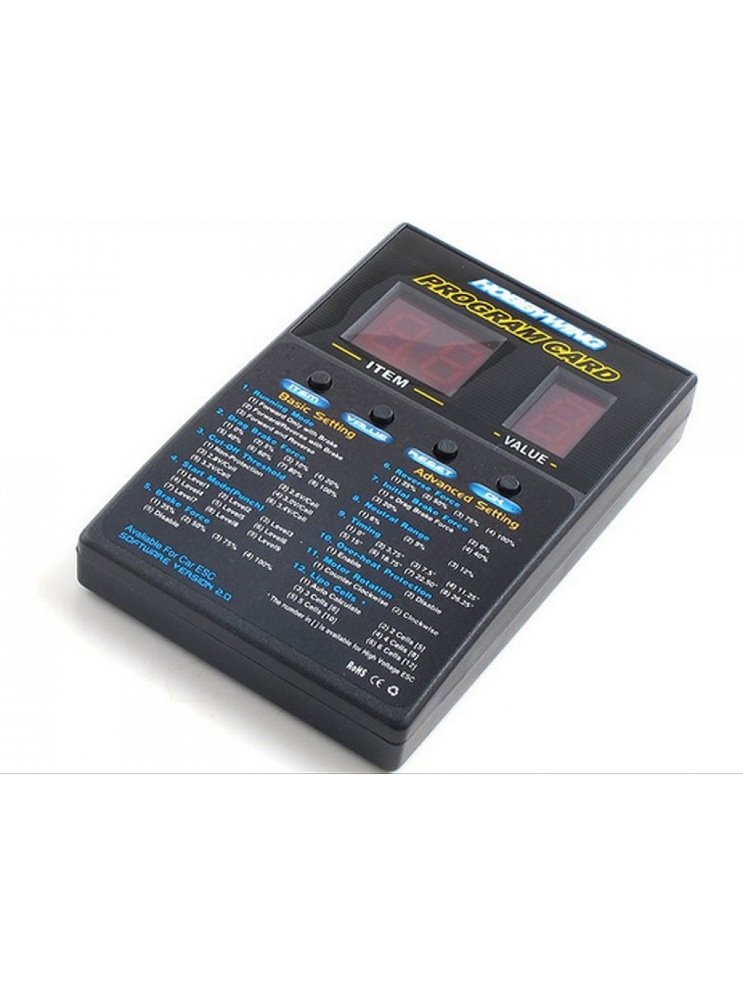 Карта программирования регулятора Hobbywing General LED Program Card