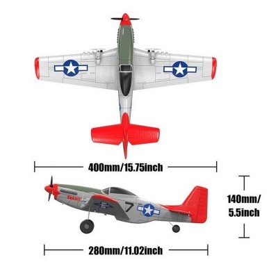 Радиоуправляемый самолет Volantex RC Mustang 400мм (красный) 2.4G 2ch LiPo RTF with Gyro