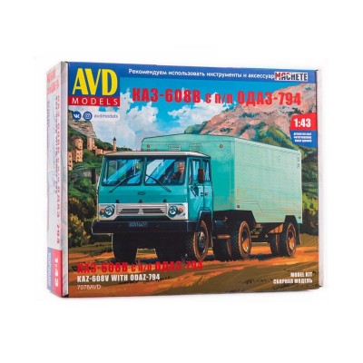 Сборная модель AVD КАЗ-608 с полуприцепом ОДАЗ-794, 1/43