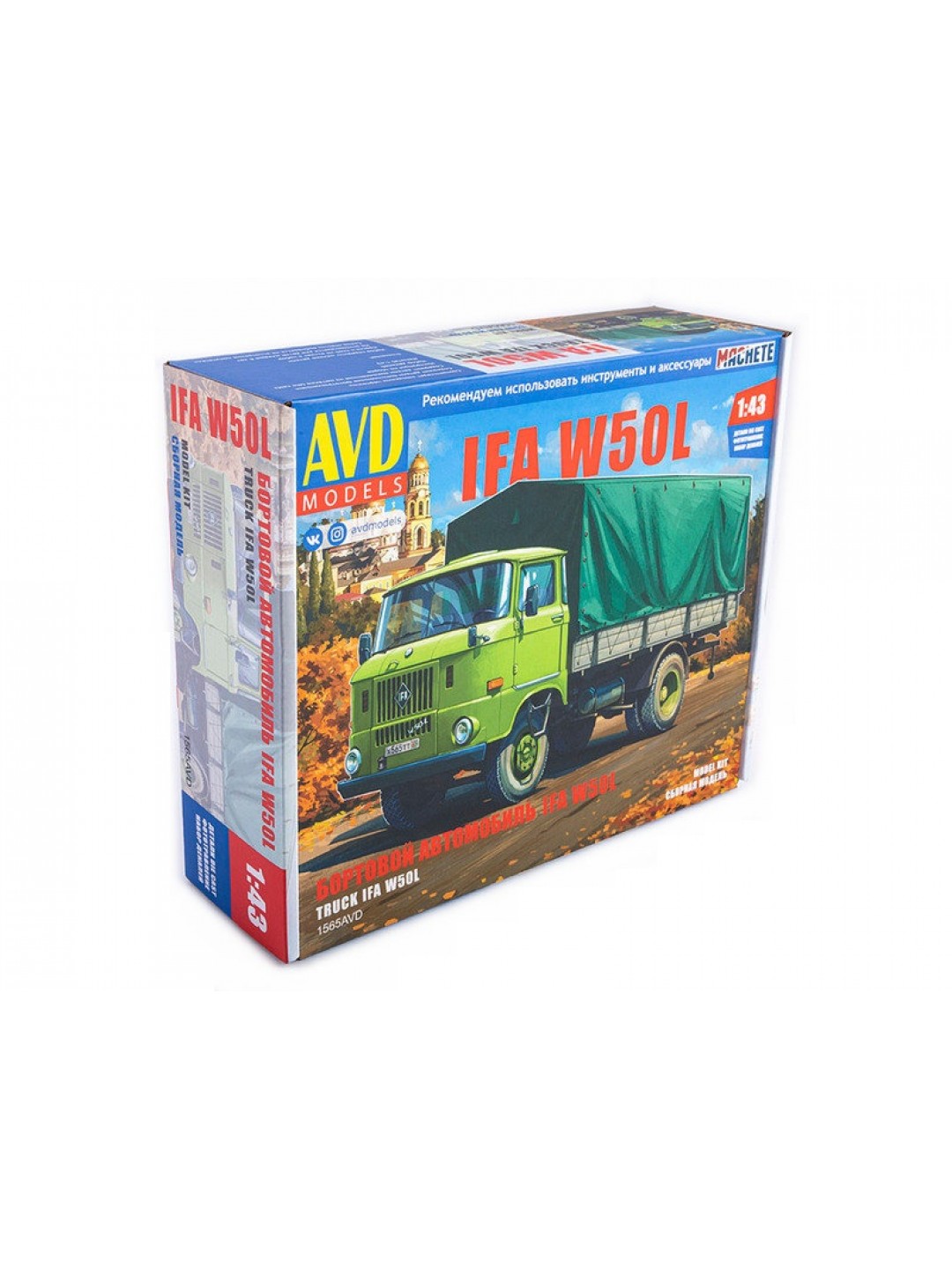 Сборная модель AVD IFA W50L бортовой с тентом, 1/43